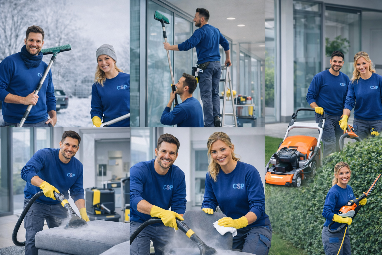 reinigungs und wartungsteam bei der arbeit 6erclip